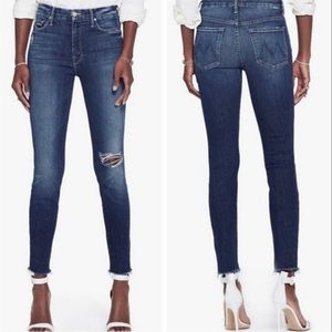Mother Denim High Waisted Looker Ankle Fray Cat Attack Jeans